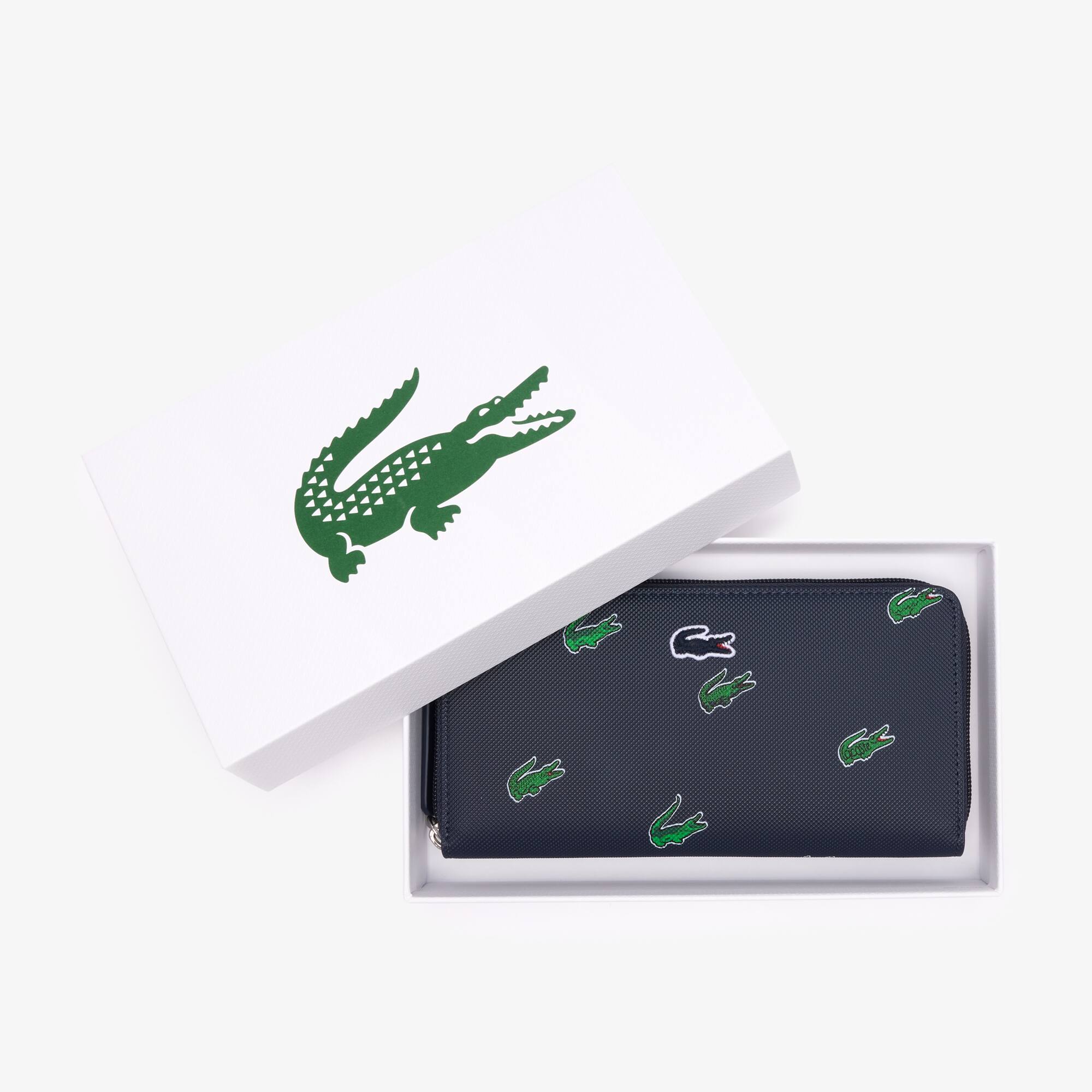 Portefeuille zippé à imprimé crocodile Portefeuilles & Petite Maroquinerie - Bleu - Lacoste - Femme