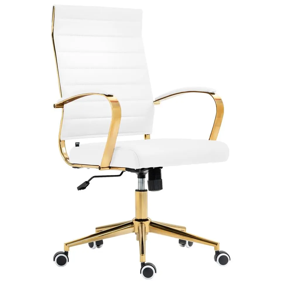CLP Bureaustoel Havanna goud Frame - Kunstleer - wit