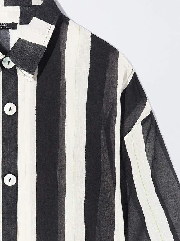 Camisa listrada de algodão - Multicolorida
