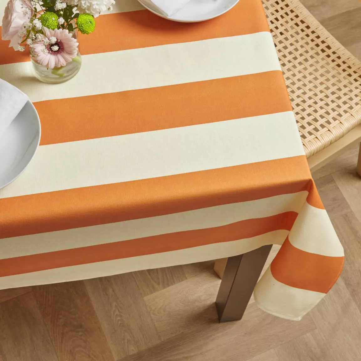 Nappe rectangulaire coton enduit (150 x 350 cm) Clementine Orange