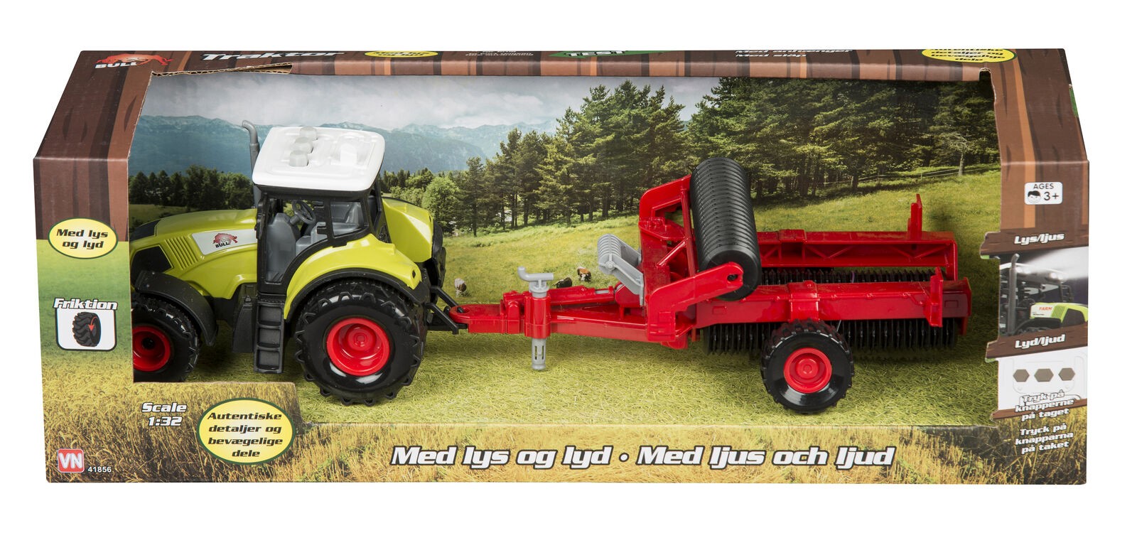 Bull - Tractor with large trailer 1:32, assorted (41856)