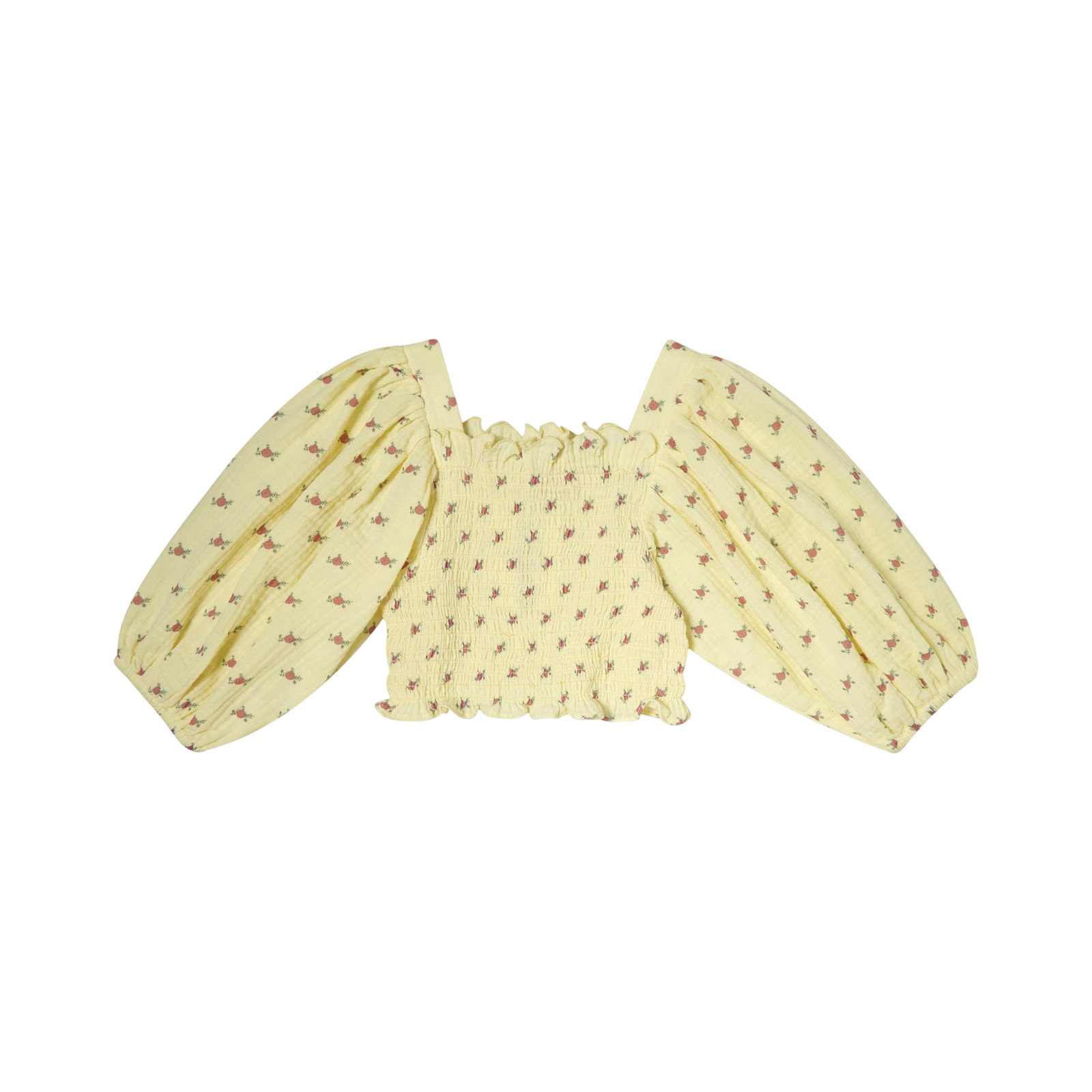 Bluse Flower Print Honeycomb Yellow