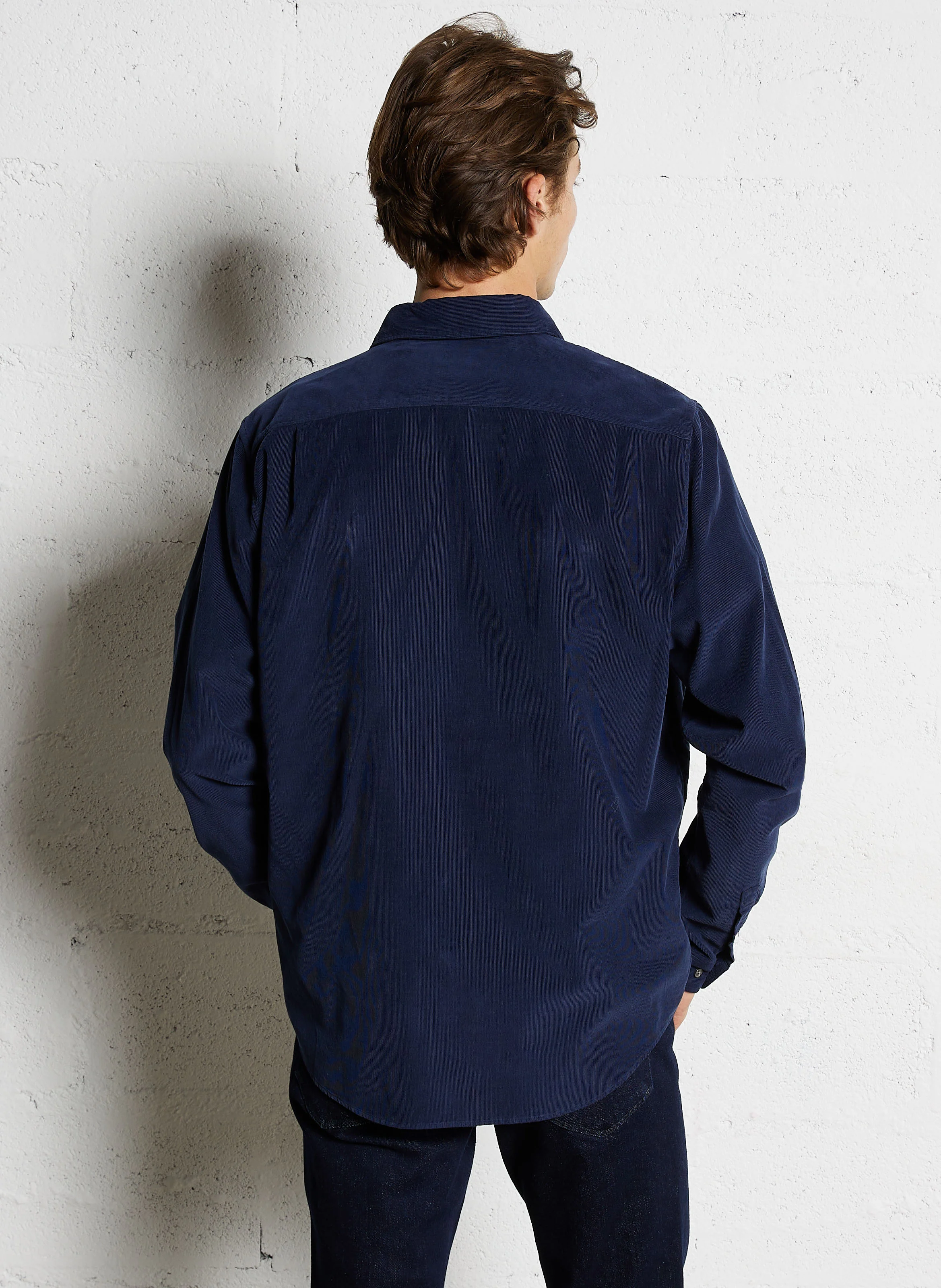 Chemise slim en coton| Bleu