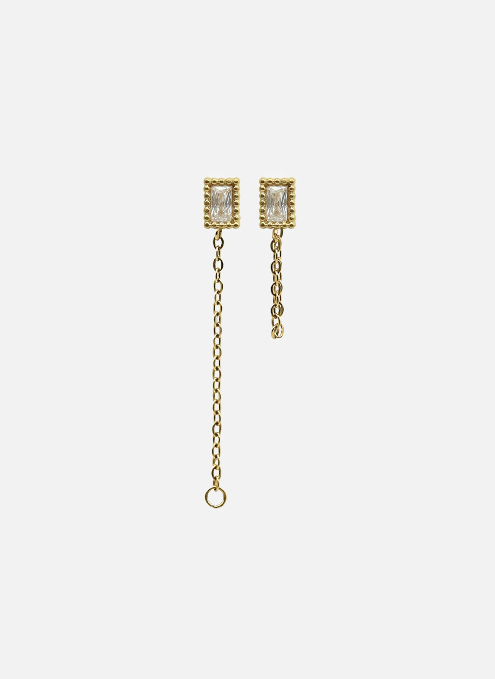 BALA RECTANGLE ÉTOILÉE - Puces d'oreilles bala rectangle étoilée | Blanc