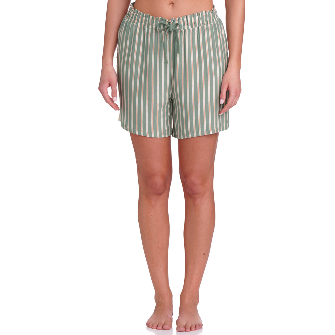 Gina Benotti Damen Schlafshorts mit Streifen dunkelgrün