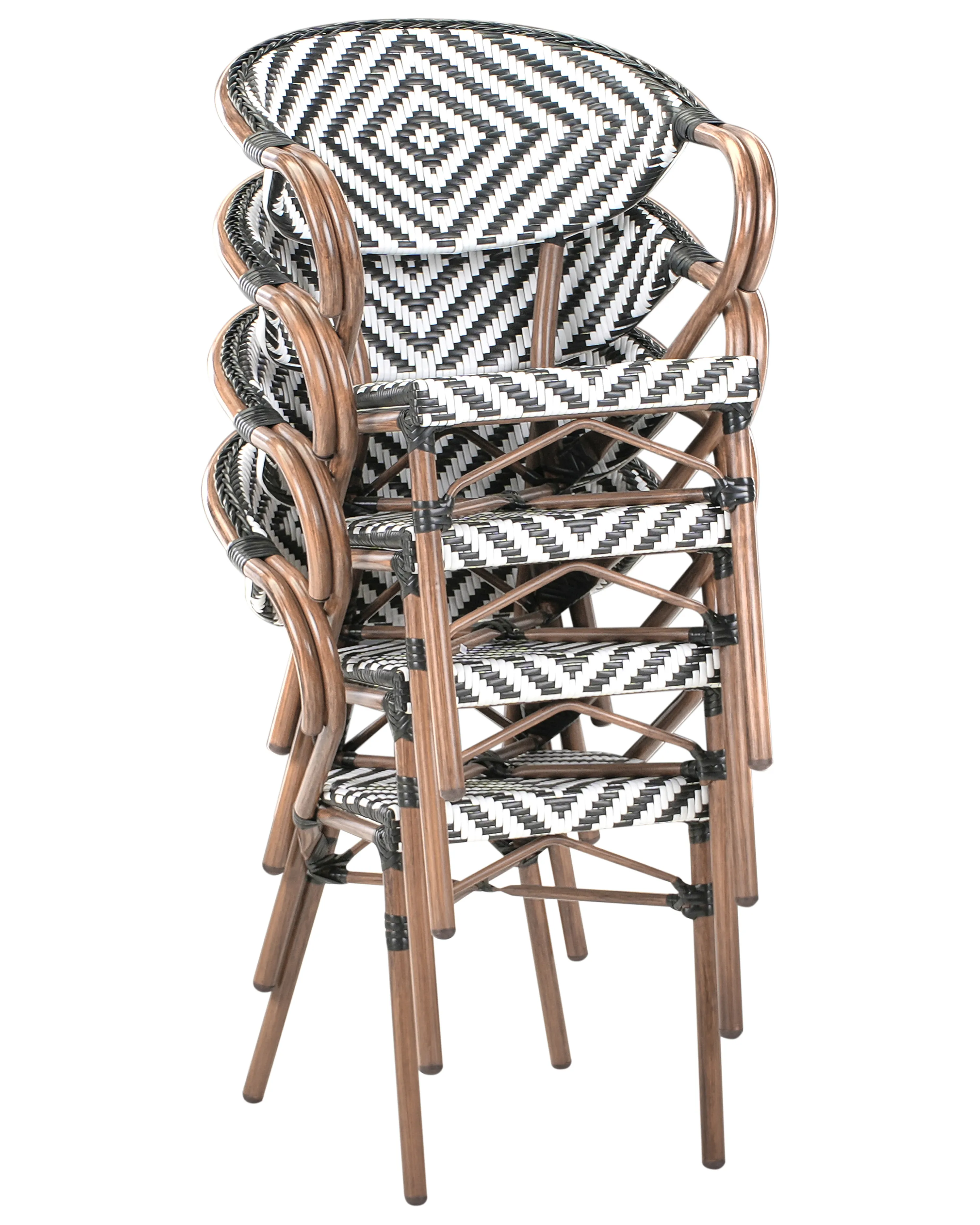 Set van 4 tuinstoelen CASPRI PE rotan Zwart/wit