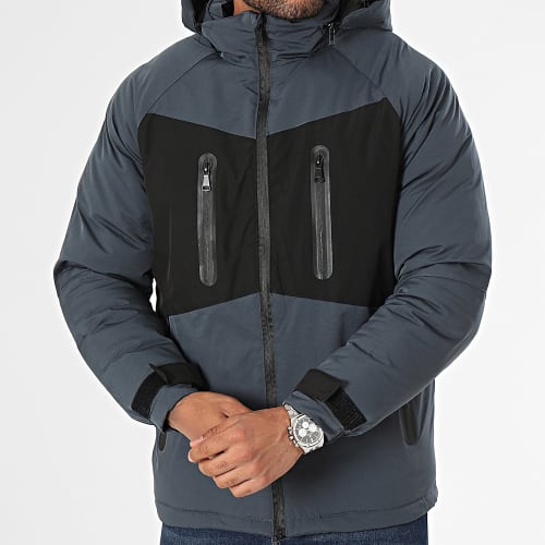 Veste Zippée Capuche Noir Gris Anthracite