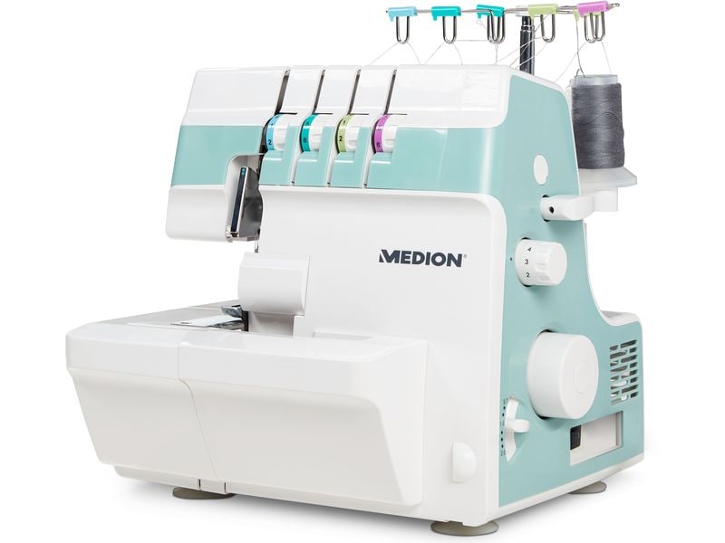 Medion Nähmaschine Life Overlock SO90 Weiss/Türkis Nähmaschine mit einer Motorleistung von 90 Watt