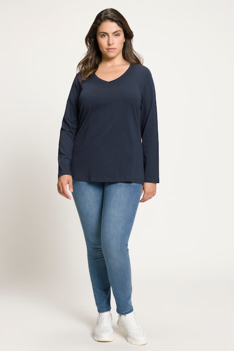 Shirt, Slim, V-Ausschnitt, Langarm