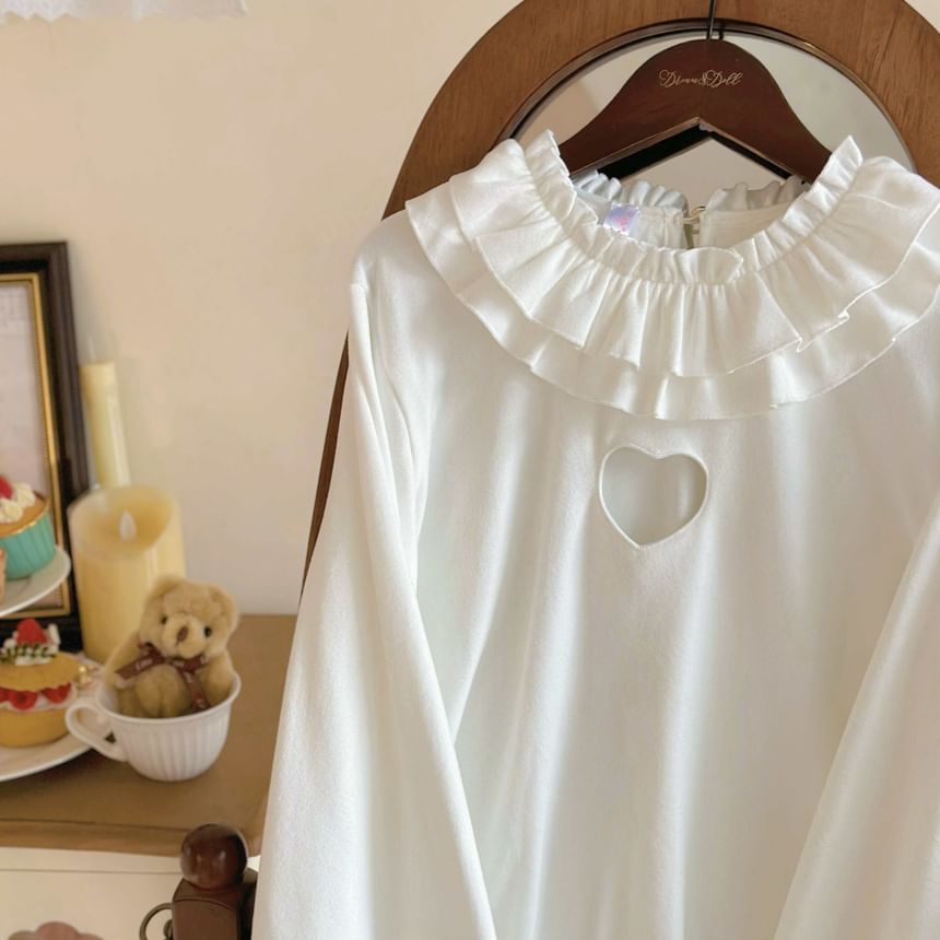 Pachelbel - Blouse met pofmouwen en hoge hals, effen en geplooid