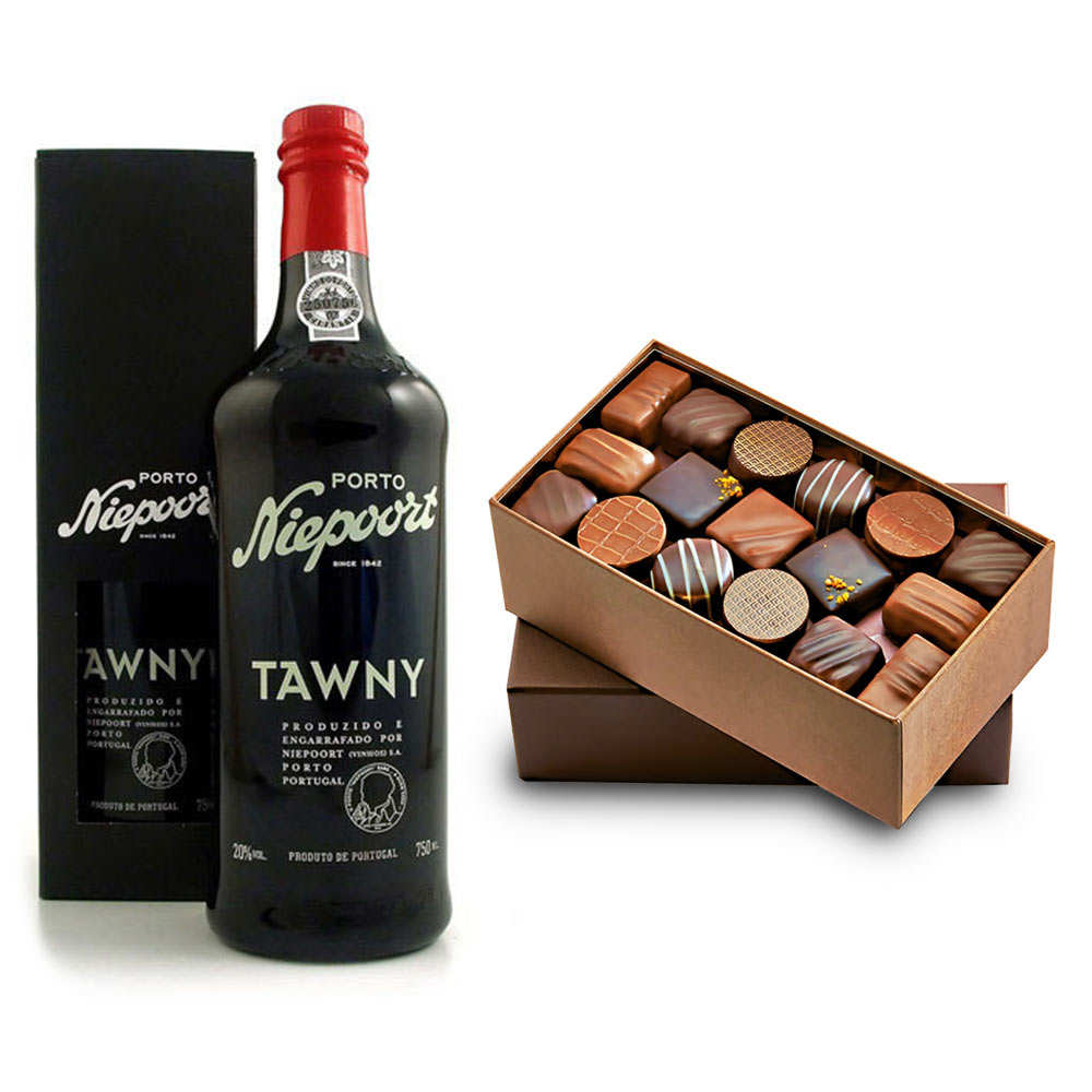 Assortiment ballotin de chocolat et Porto Niepoort Tawny 20%