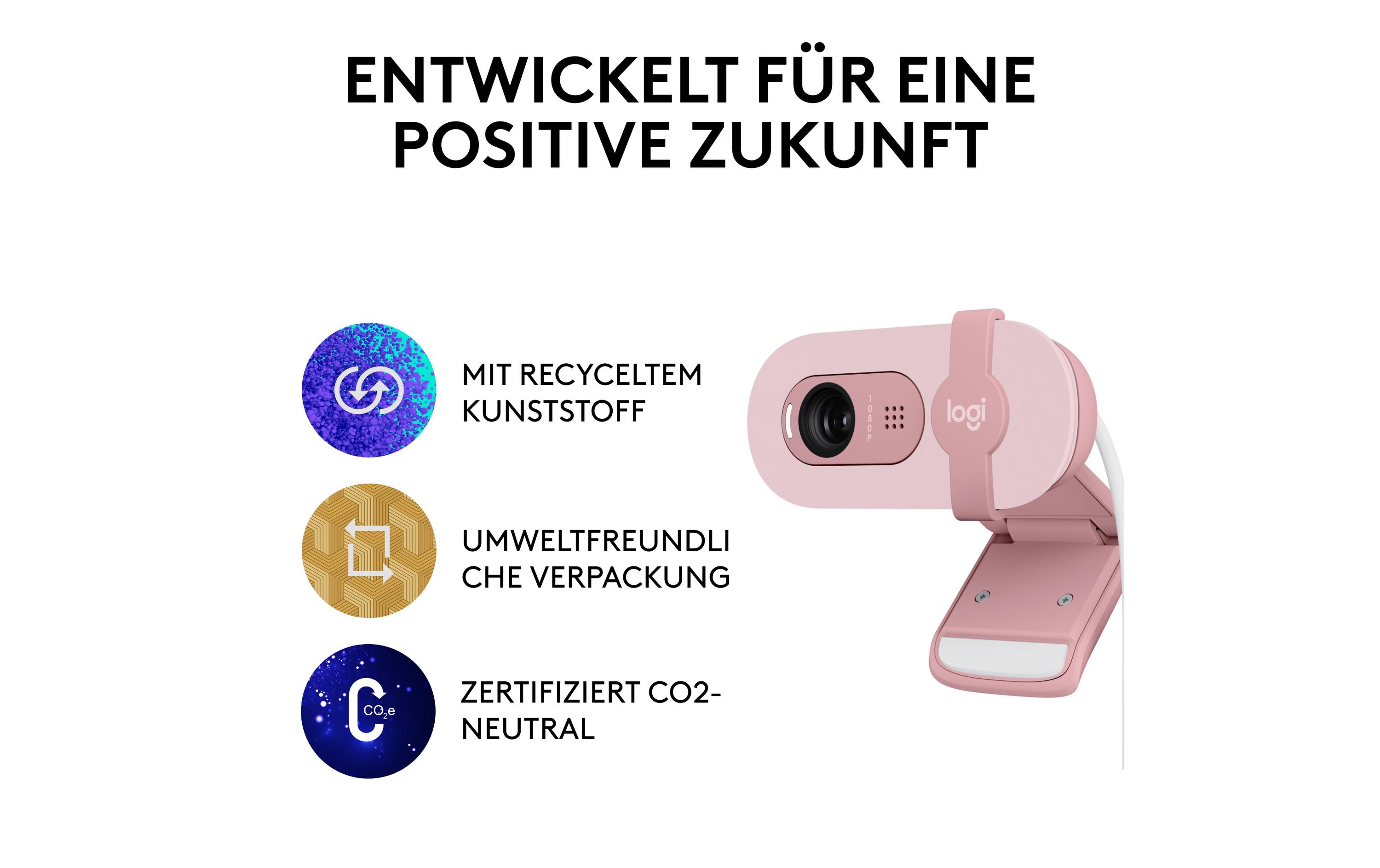 Brio 100 RosaFull HD-Webcam mit integrierter Abdeckblende
