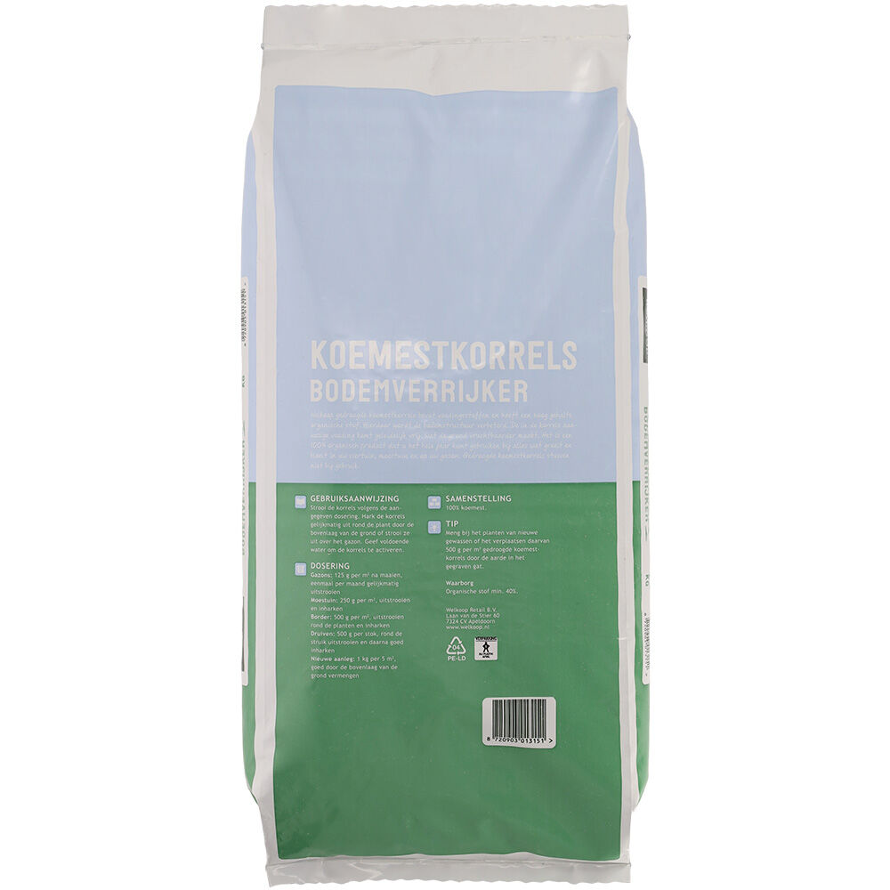 Welkoop Bodemverrijker - Koemestkorrels - 10 Kilogram