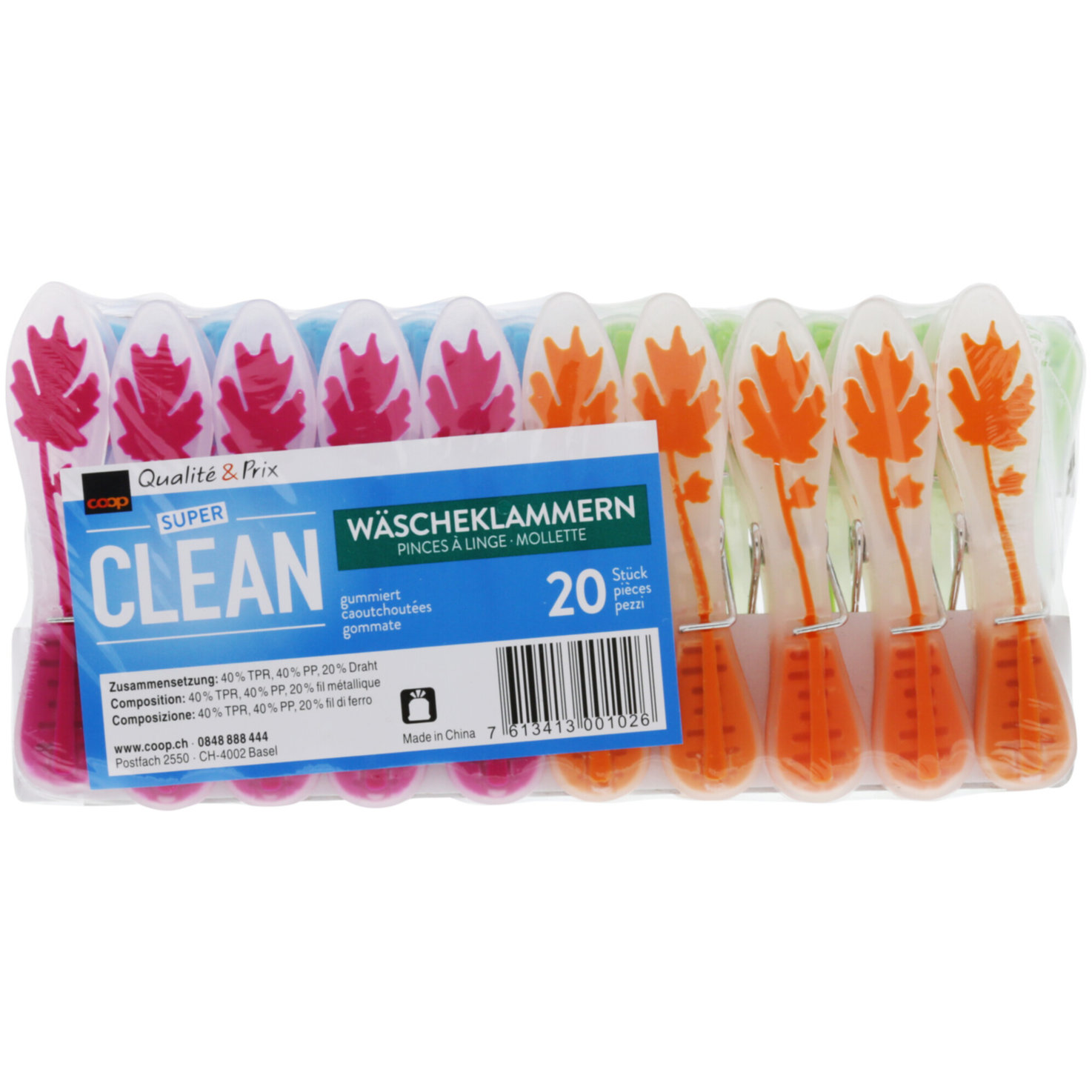 Super Clean Wäscheklammern gummiert 20 Stück