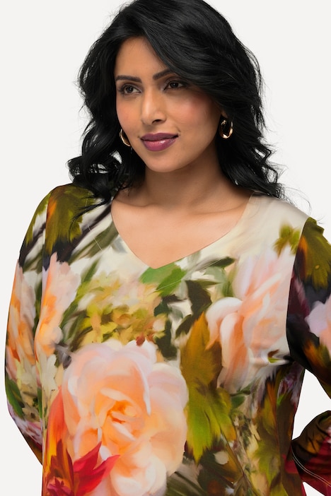 Slinkyshirt, Blüten, Classic, Herzausschnitt, 3/4-Arm
