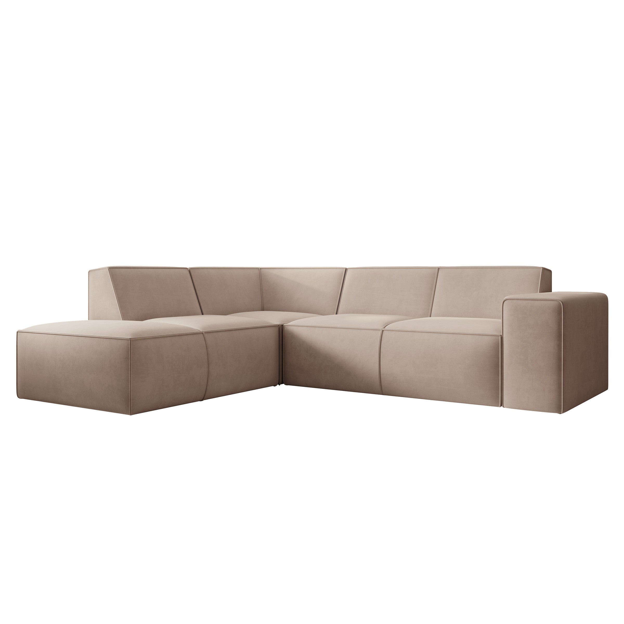 Monet - Hoekbank 4-zits met chaise longue - Stof beige - Links - 261x216x80 cm