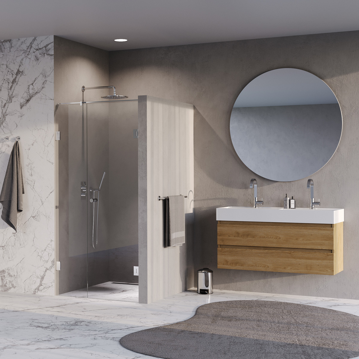 Brauer Void Carving profielloze nisdeur 100cm met draaideur 60cm aan muur chroom