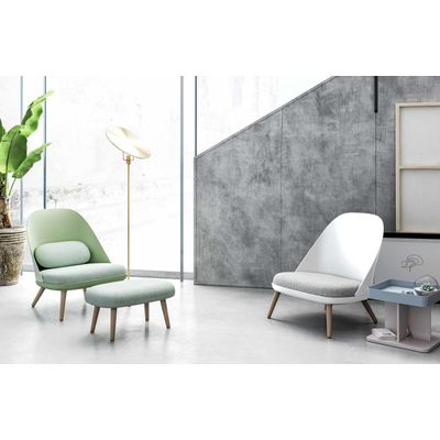 Fauteuil COCOON - Pied en hêtre massif - gris et blanc