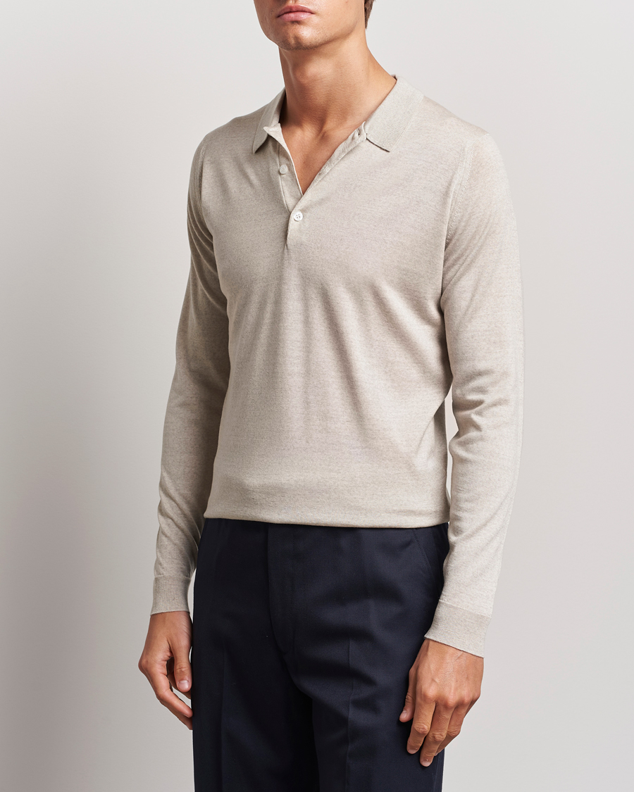 John Smedley Belper Extra Fine Merino Polo Pullover Grey Fleece