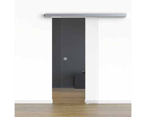 Pertura glazen schuifdeur complete set Freia Clear 900x2050 mm incl. Selir aluminium beslag, RVS look, verzonken handgreep