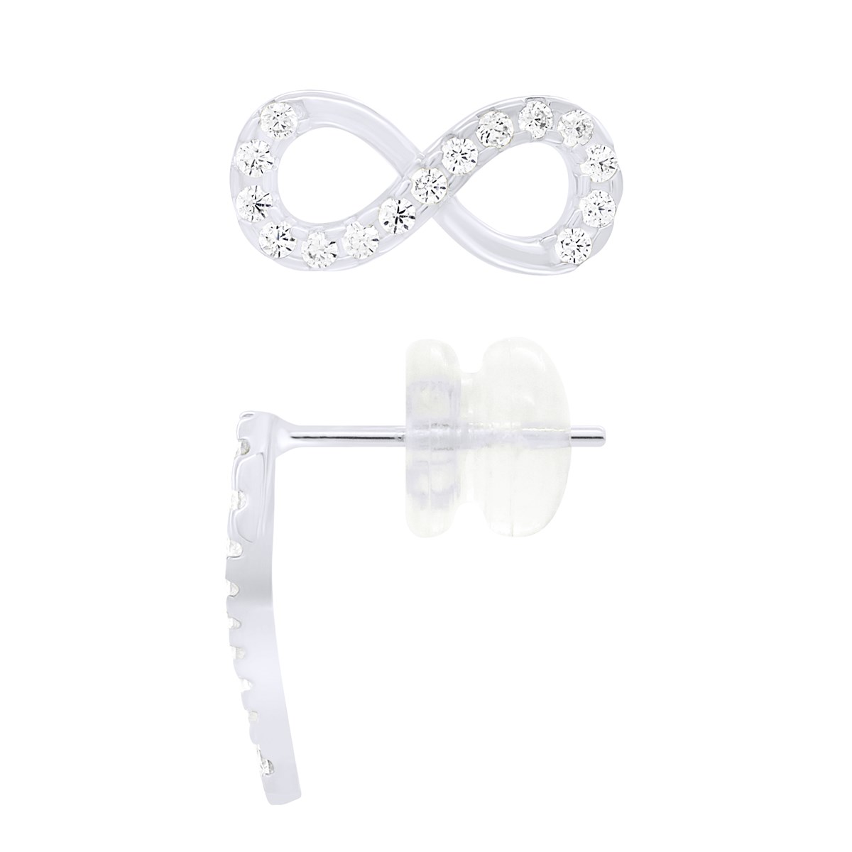 Boucles d'Oreilles - Infinity Orné d'Oxydes de Zirconiums - Or Blanc