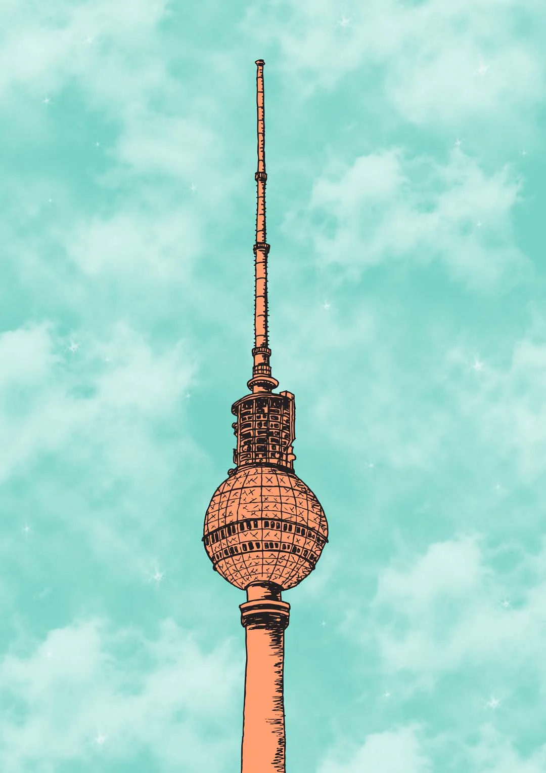 Berlin Blue Skies Fernsehturm von Kaitlyn Parker
