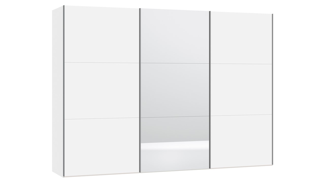 Schuifdeurkast Kixx met glas- en spiegeldeuren wit