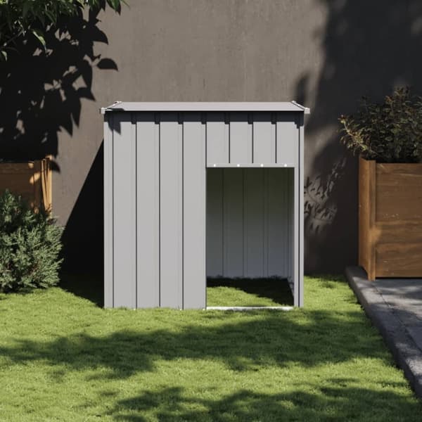 vidaXL Hundehus med tak lysegrå 110x103x109 cm galvanisert stål