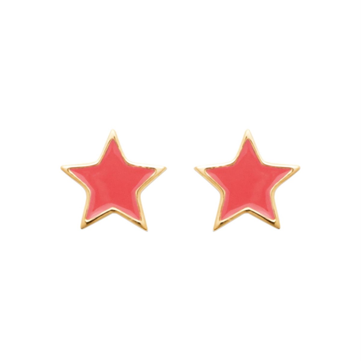 Boucles d'oreilles étoile émail coloré rose Plaqué OR 750 3 microns