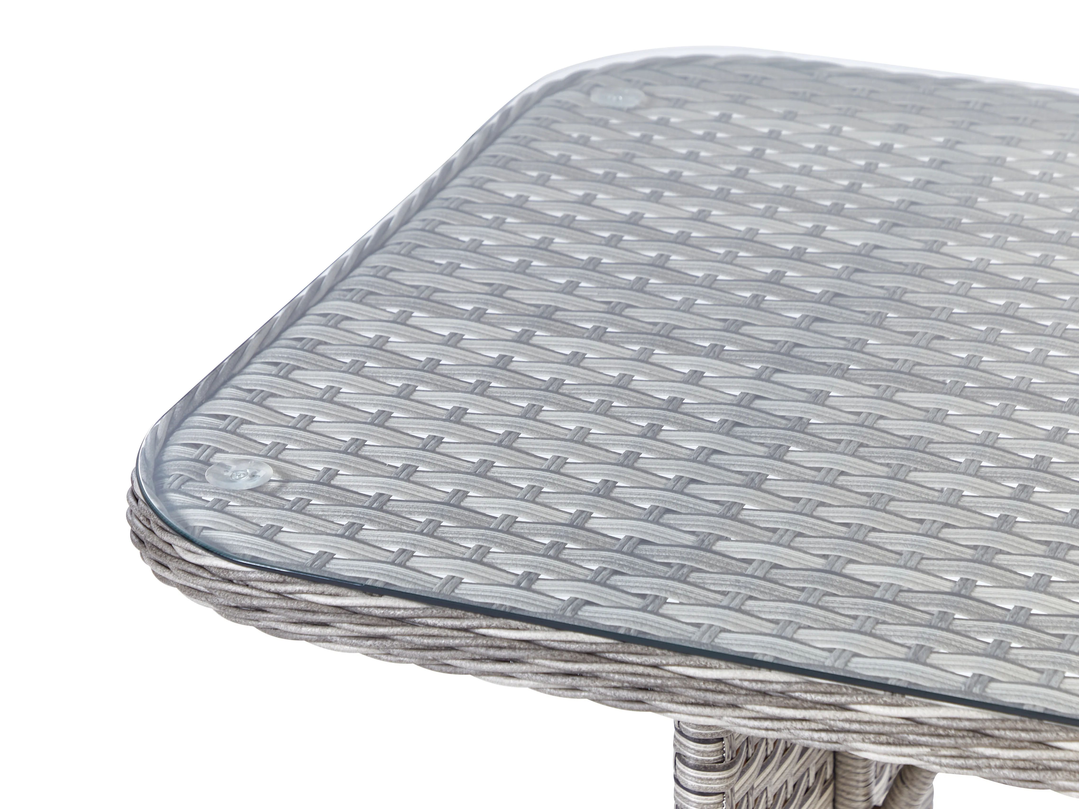 Loungeset met tafel en ottomaan 9-zits LACONA rechtszijdig PE rotan Lichtgrijs