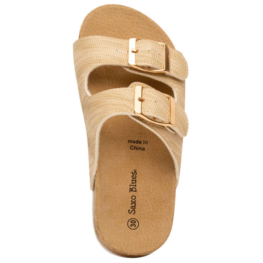 Sandales dorées à double boucles pour fille - Jaune