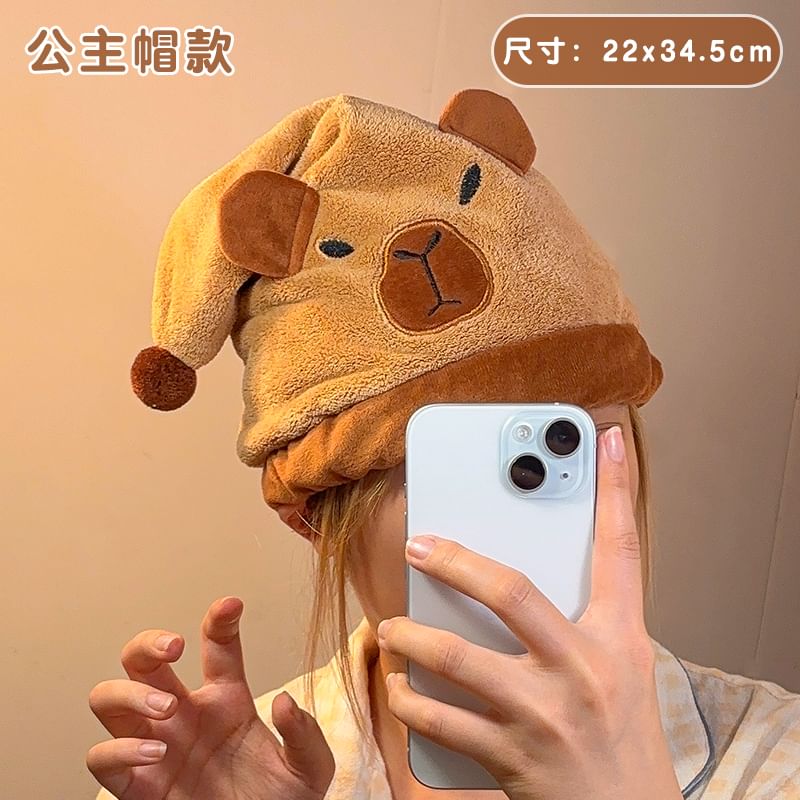Momoi - Capybara Coral Fleece Snel Droog Haarhanddoek (Verschillende Ontwerpen)