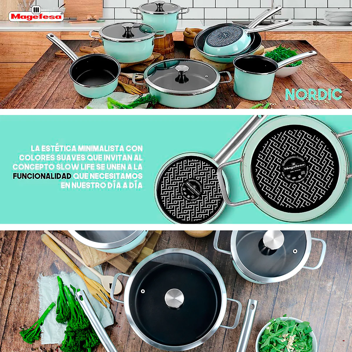 Batterie de Cuisine à Induction 9 Pièces Antiadhésif sans PFOA Design