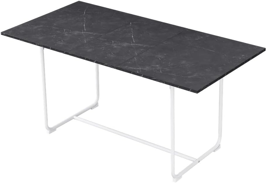 B&D home Esstisch Pius, ausziehbar 120-160 x 80 cm, 4-6 Personen Küchentisch Holztisch mit U Metallgestell für Esszimmer, Küche, skandinavisch Design, Marmor Optik, 11219-120-UW-MSCH