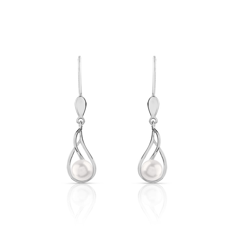 Boucles d'oreilles or 375 blanc dormeuses perles de culture de Chine