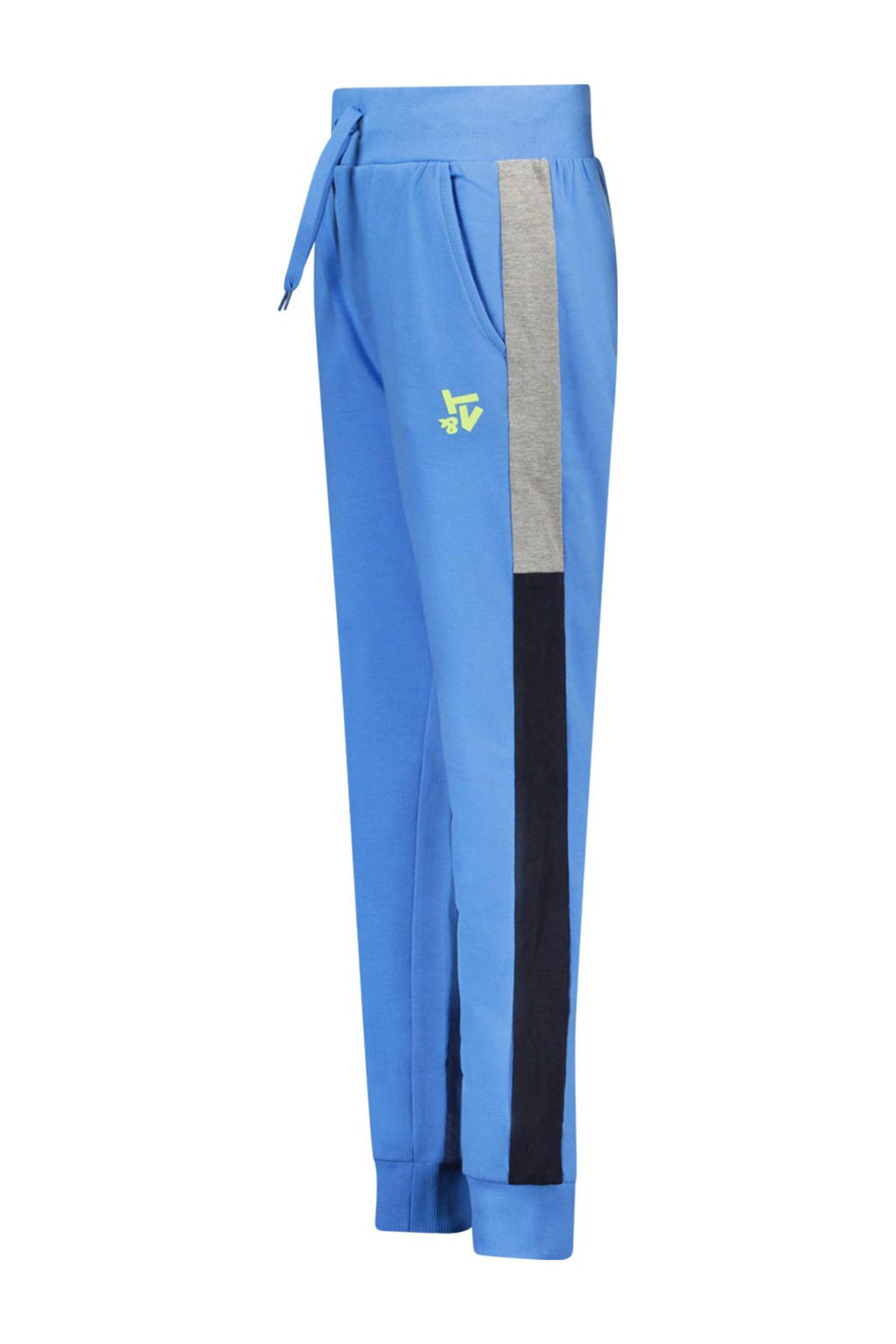 TYGO & vito slim fit joggingbroek Bono met zijstreep helderblauw/grijs/donkerblauw