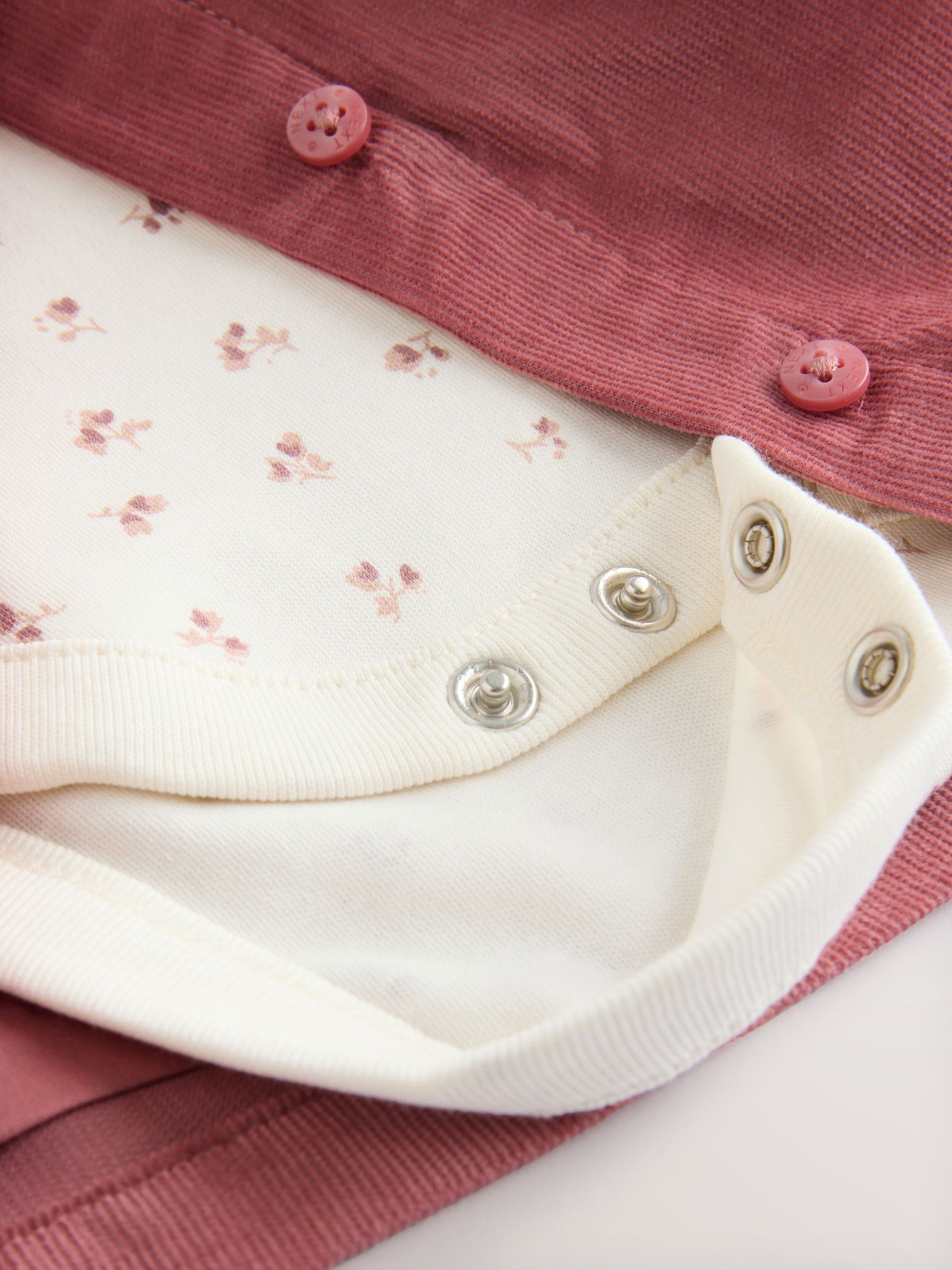 Roze met borduursel - Set van corduroy pinafore, bodysuit met lange mouwen en maillot voor baby's (0mnd-2jr)