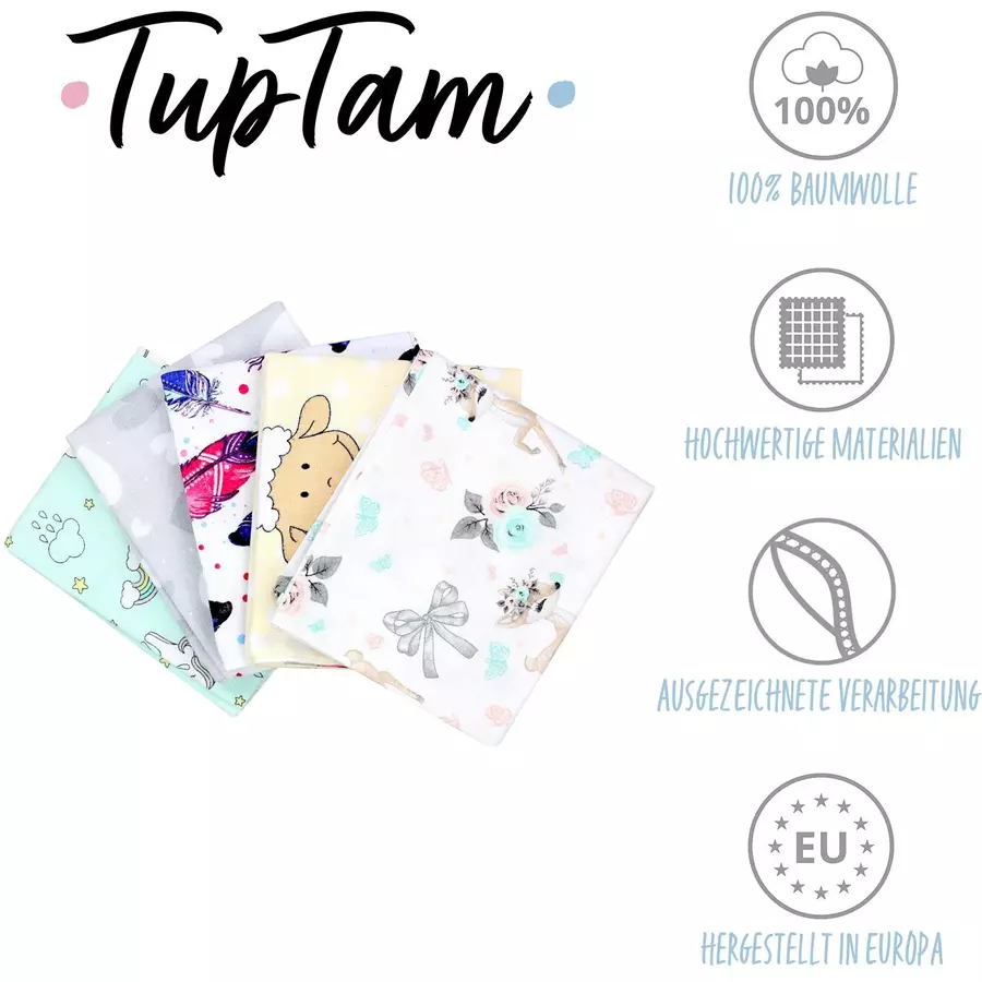 TupTam Baby Moltontücher Flanellwindeln 70x80 5er Set rosagelb