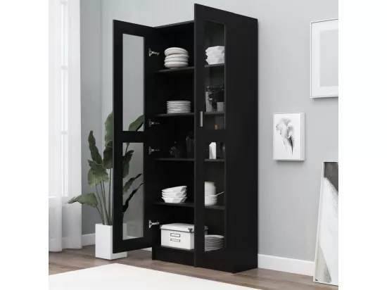 Armoire à vitrine Noir 82,5x30,5x185,5