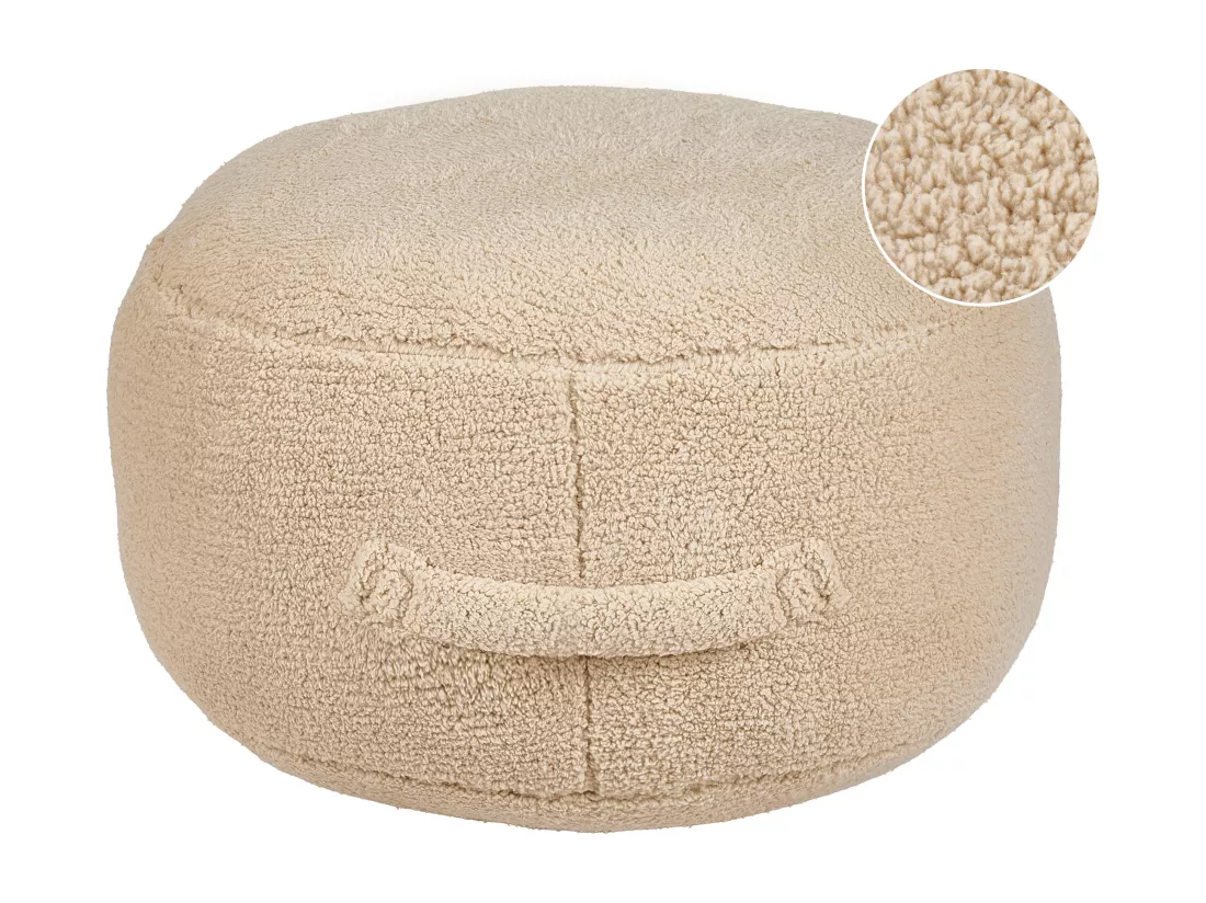 Pouf en tissu beige ADLANA