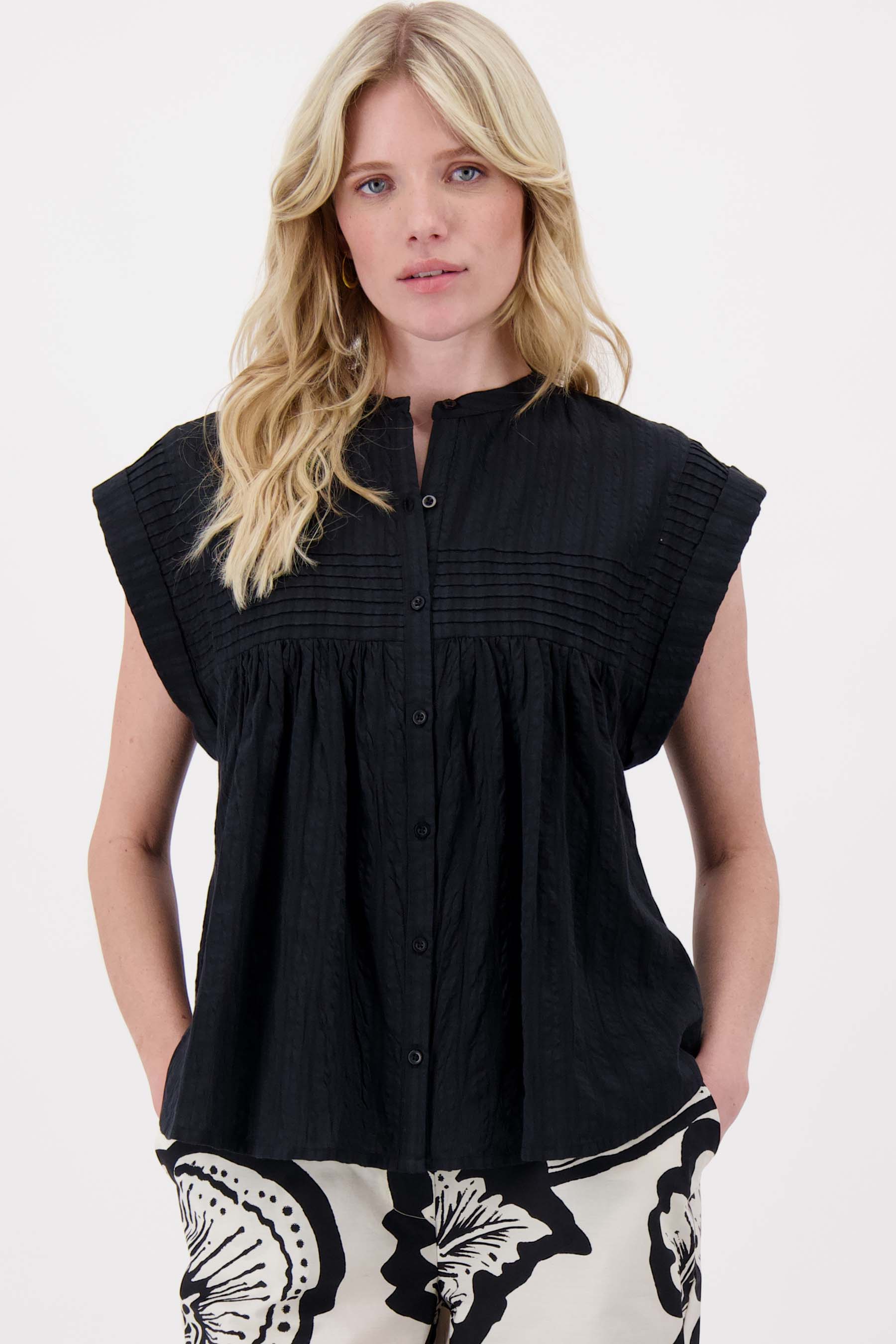 voile blouse met structuur streep