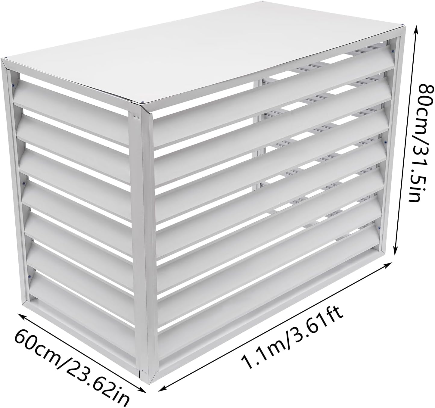 Klimaanlage Abdeckung, 110 x 60 x 80 cm, Wärmepumpe Verkleidung, Abdeckung Klimaanlage Außengerät, Schutz für Außengerät (Weiß)