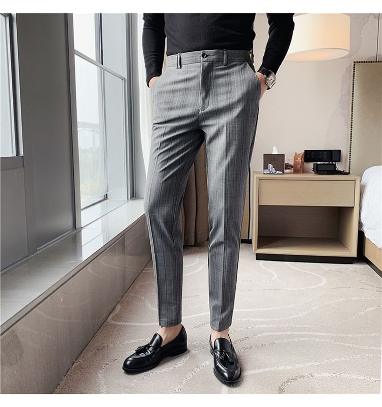 Blueforce - Geruite rechte broek met middelhoge taille