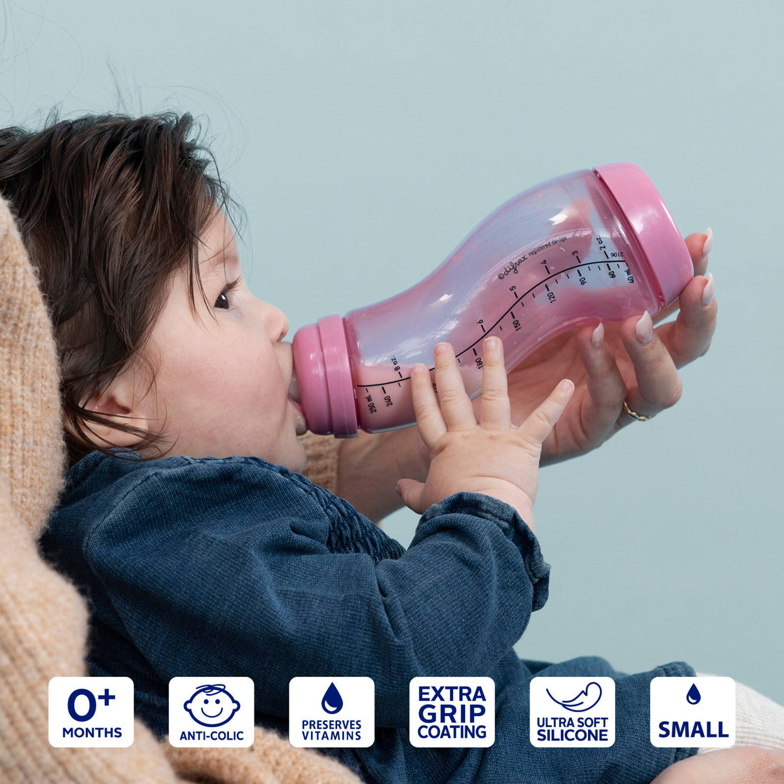 Difrax S-Babyfles Natural - 250 ml - Anti Koliek - Roze