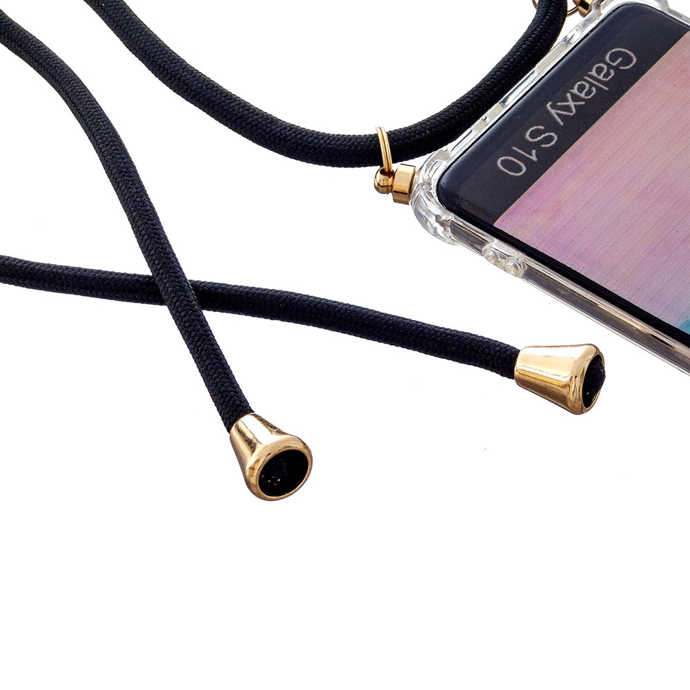 Samsung Galaxy S10 Necklace Gummi Hülle Air Cushion Fallschutz   Handykette (150cm) - Schwarz / Gold