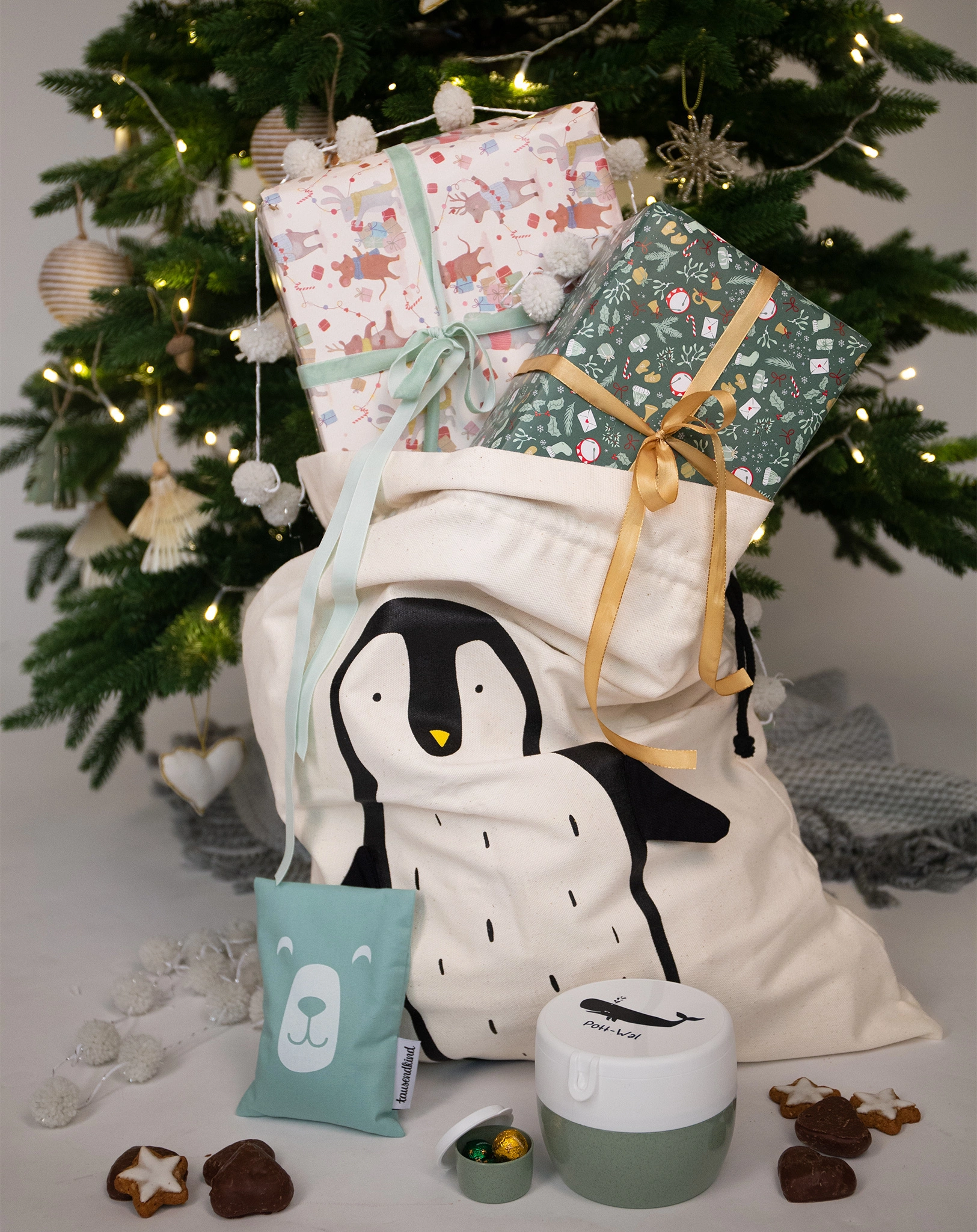 Geschenkesack PINGUIN in natur