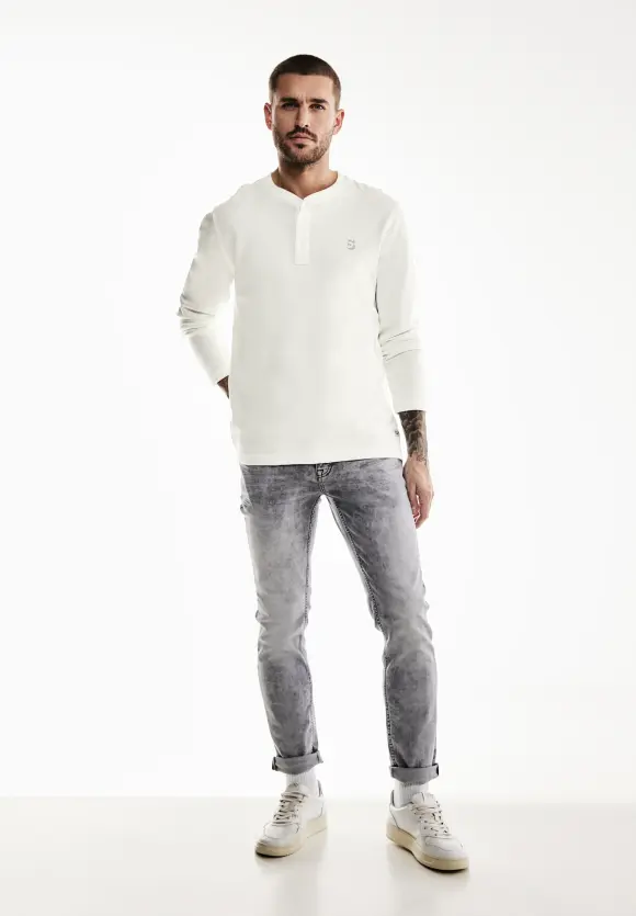 Struktur Henleyshirt - broken white