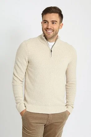 Suitable Half Zip Pullover Boiled Wool Ecru PU-BOIWO-HZ-24 FCD28126 Off White kopen