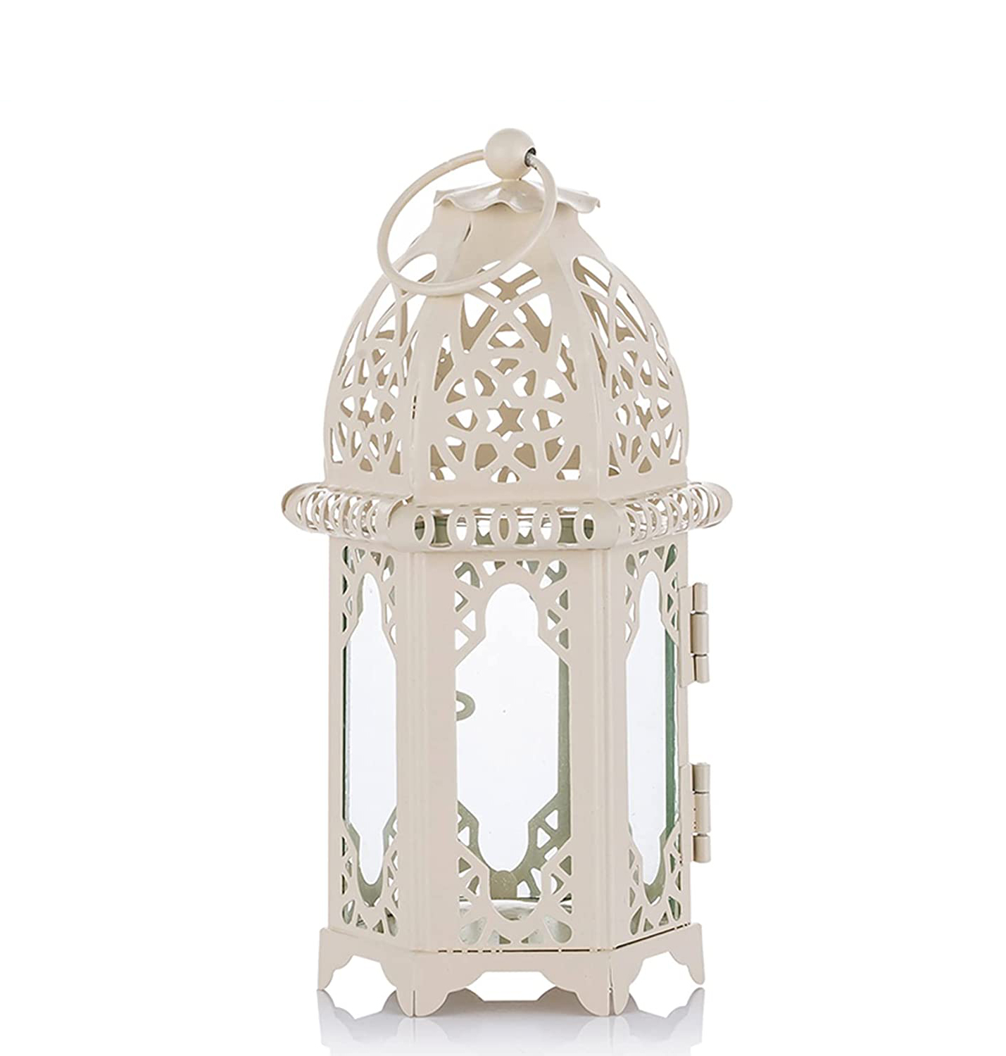 (16x7cm) Mini Deko Kerzen Laterne Hängendes Windlicht Home Accessoire - Weiss