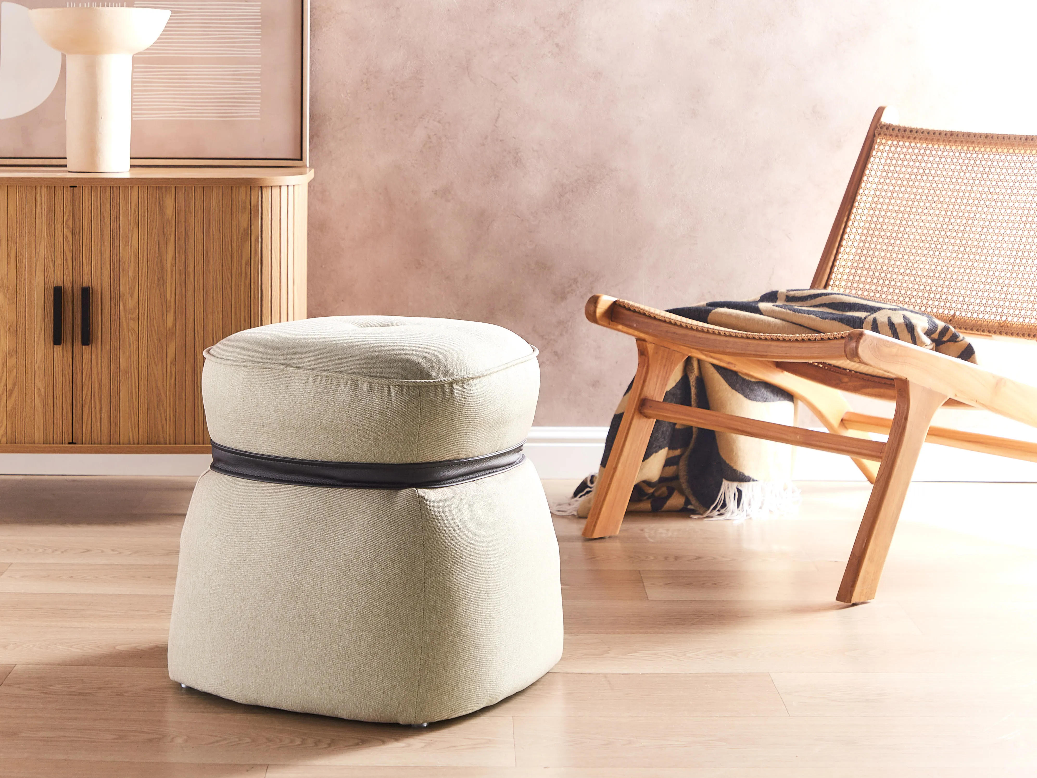 Poef MONTEREY Kunstlinnen Beige
